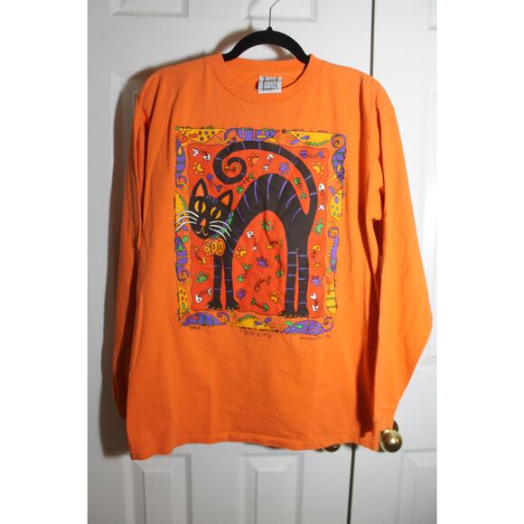 Miss Tee V-Us Vintage Single Stitch 'Boo Kitty' LS Tee Shirt sz L - Picture 1 of 4